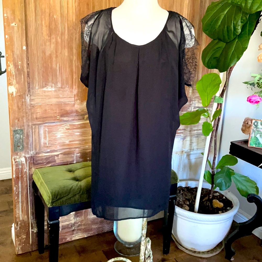 Black polyester evening dress.